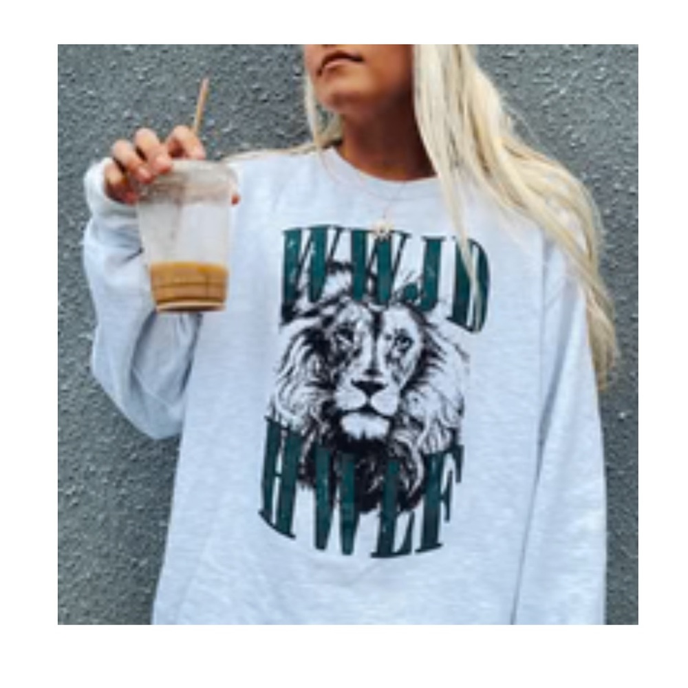 WWJD HWLF vintage lion ash crewneck sweatshirt pullover